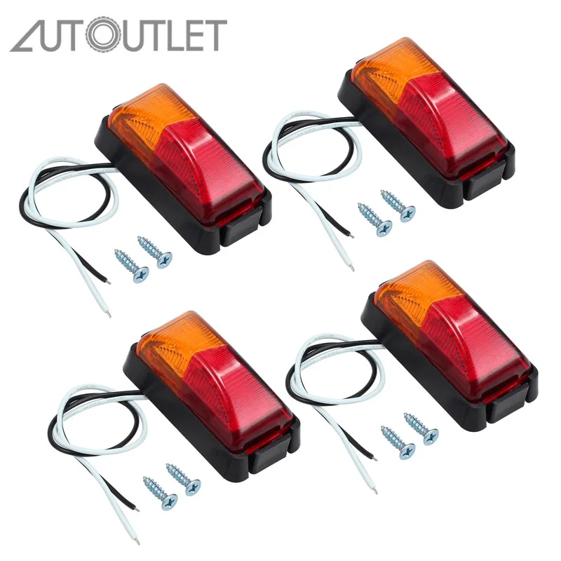 

AUTOUTLET 4PCS 8LED Truck Boat Trailer Side Marker Taillight Indicators Light Lamp Kit Side Marker Lights