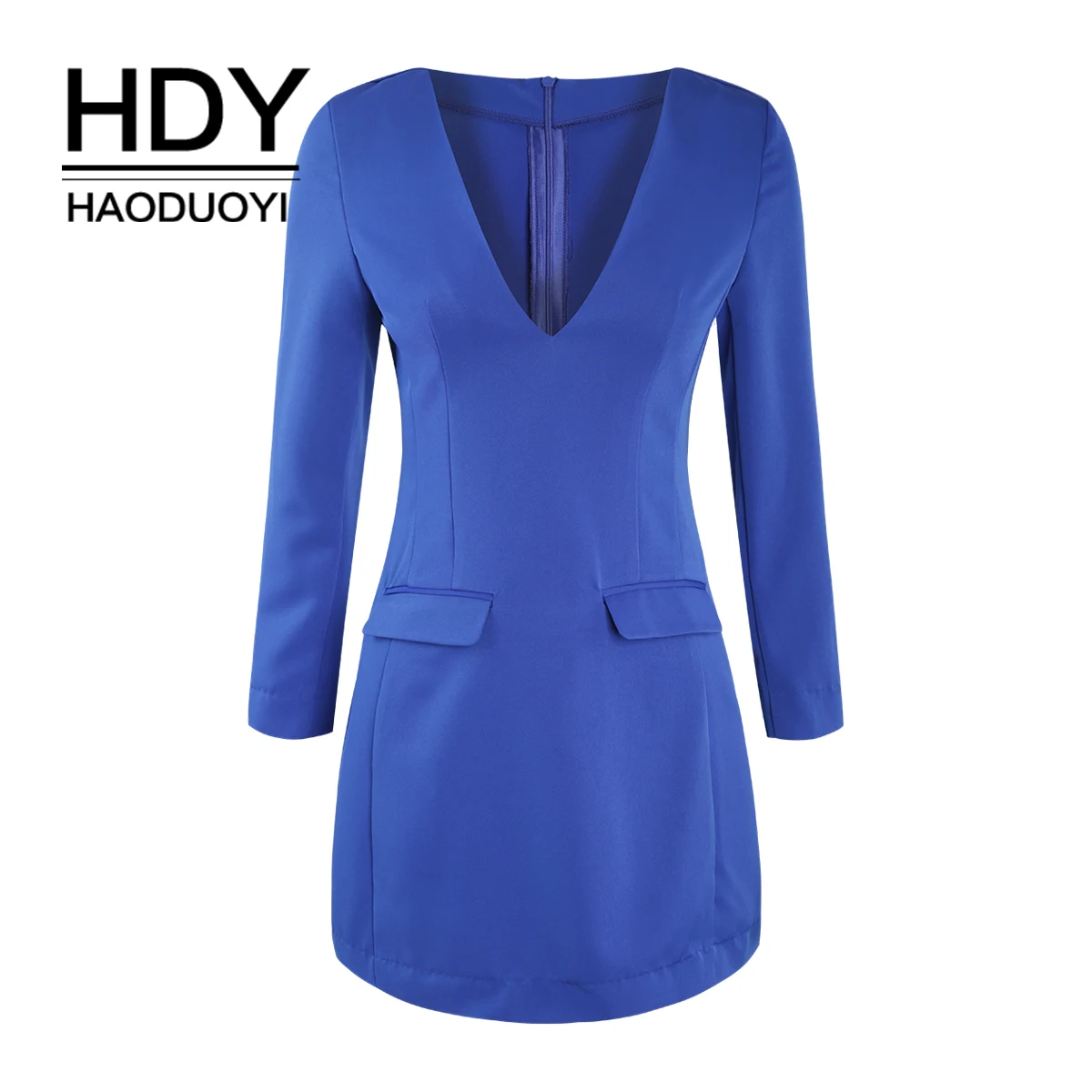 HDY Haoduoyi простой сексуальный костюм с глубоким v образным вырезом Короткое платье
