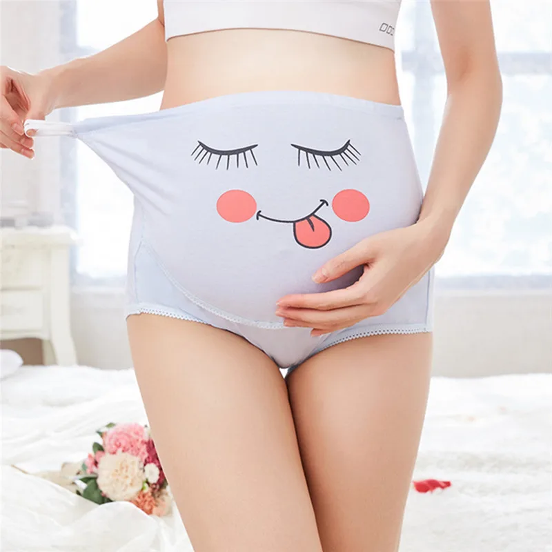 

The Belly Pregnant Women Underwear Of Cartoon Face Pattern Panties Underwear Breathable Cotton Underwear, Maternity Adjustable
