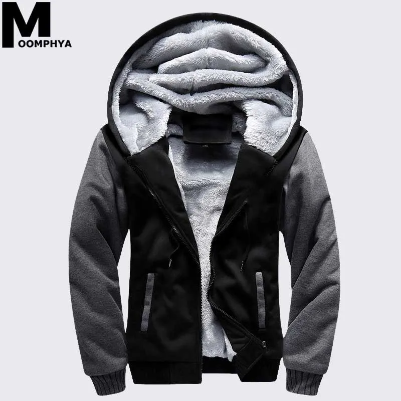

Moomphya Winter warm thick fleece men hoodies Zipper cardigan hoodie men Outwear coat mens hoodies sudaderas para hombre