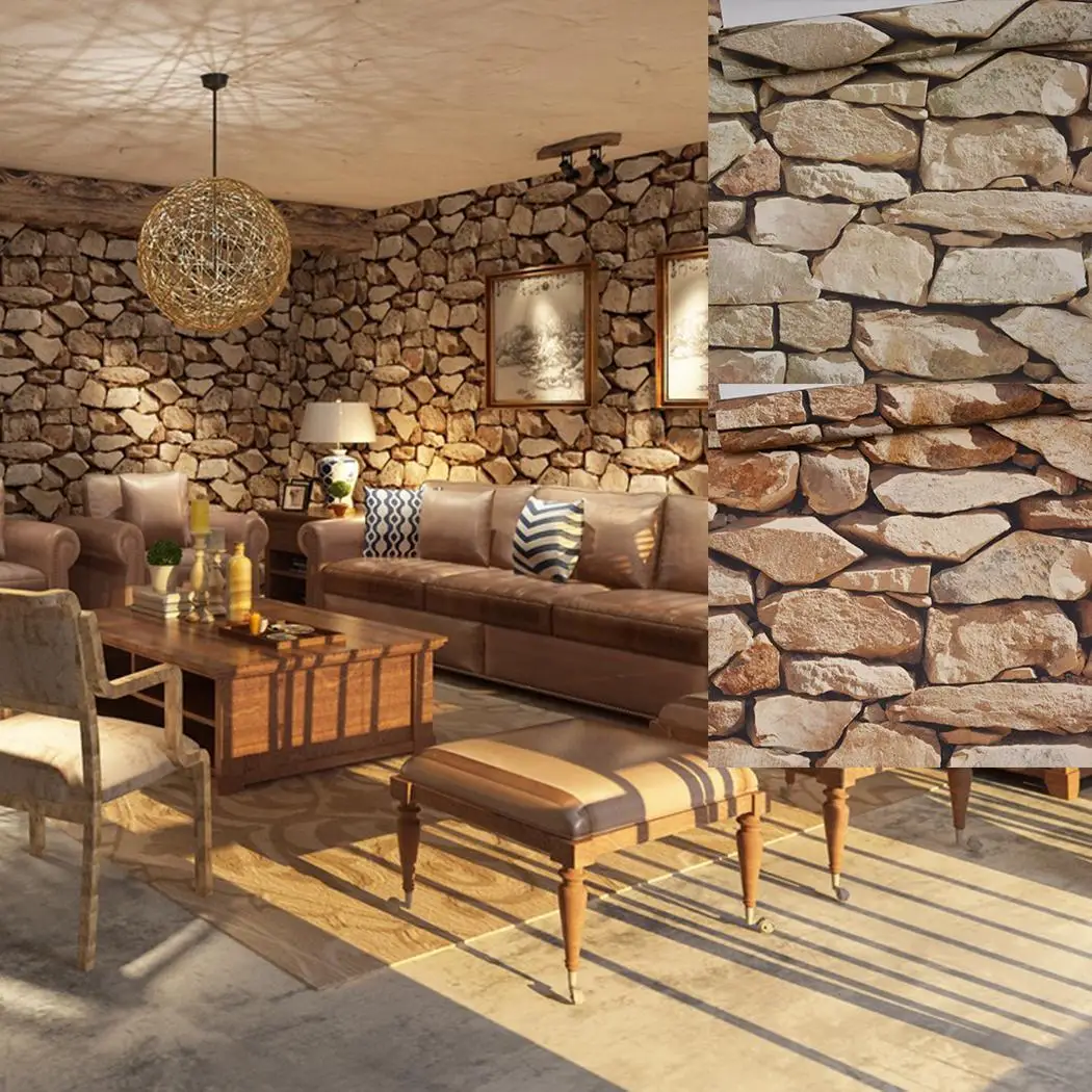 Настенные украшения ретро 3D моделирование камень напечатанный дом отель магазин