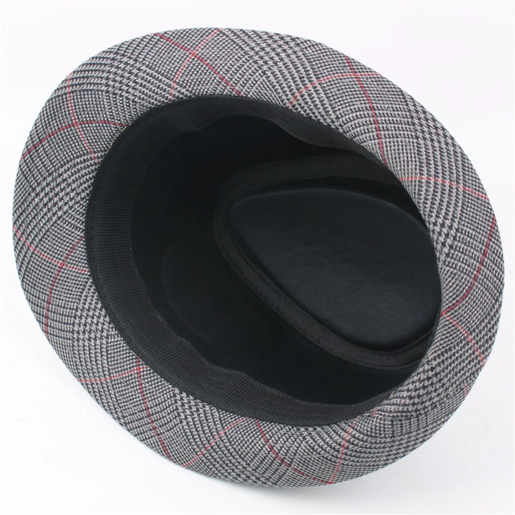Мужская шляпа для папы Fedora винтажные клетчатые шляпы мужчин Jazz cap s шерстяная
