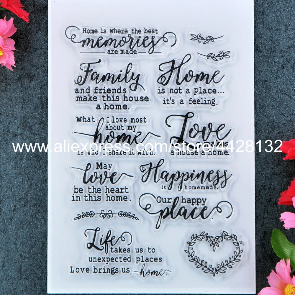 Слова Love Home Life Семейные воспоминания скрапбук Сделай Сам фото карты резиновый