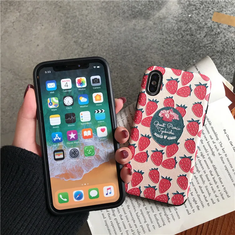 Kawaii японский розовый клубничный чехол для телефона iPhone X Xs XR XSmax 7 Puls 6 6S 8 Чехлы