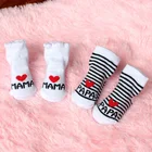2018 новые красивые мягкие носки для малышей носки новорожденного малыша для маленьких детей, комплекты одежды для девочек и мальчиков в полоску из хлопка с надписью Love Mama и I Love Papa для детей 0-6 месяцев, модные