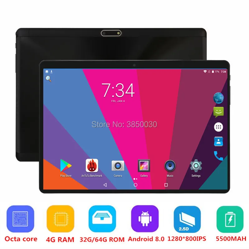 10 дюймовый Android 8 0 планшетный ПК 3G 4G FDD LTE Phablet Поддержка Netflix Youtube Восьмиядерный 64 Гб