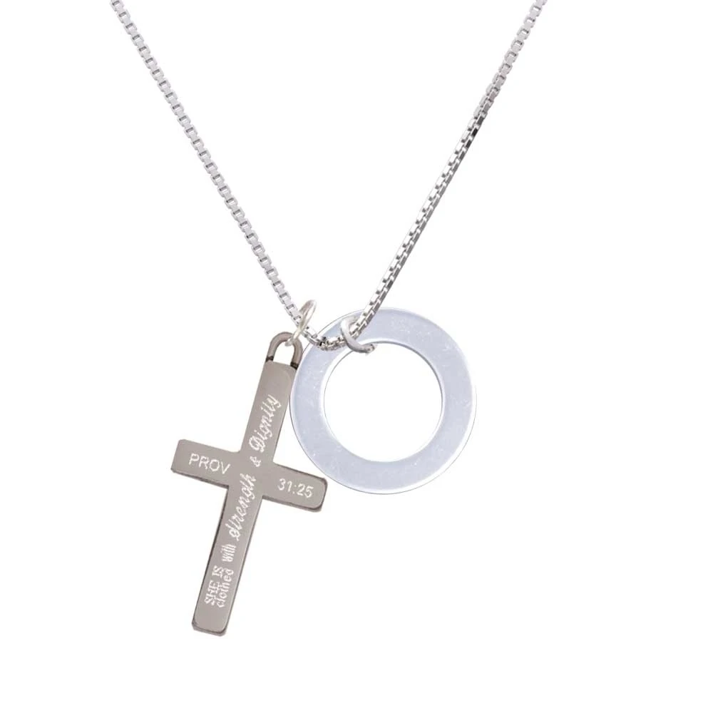 Acrylic 7/8&quot Ring Imitation White Stone - Strength And Dignity Cross Necklace | Украшения и аксессуары