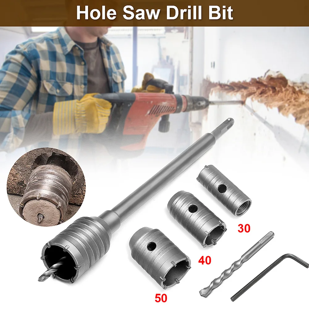 

30/40/50mm Plus Shank Concrete Cement Stone Wall Hole Saw Drill Bit Set