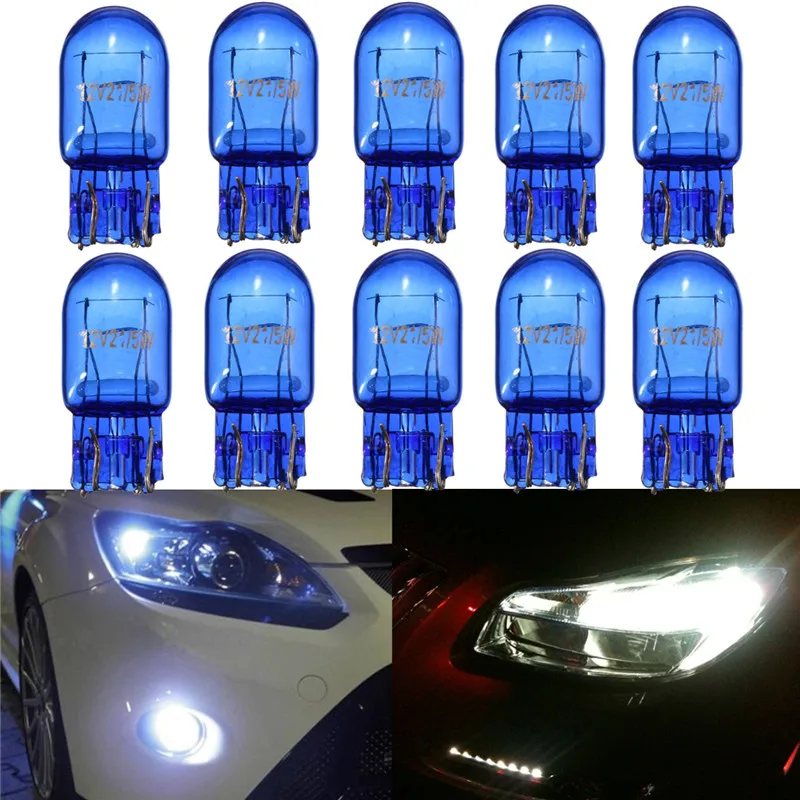 1/2/4 шт. T20 580 7443 W21/5 W 12V W3x16q натуральное голубое стекло стоп-сигнал хвоста автомобиля сигнала боковые лампочки светильник лампы белого цвета