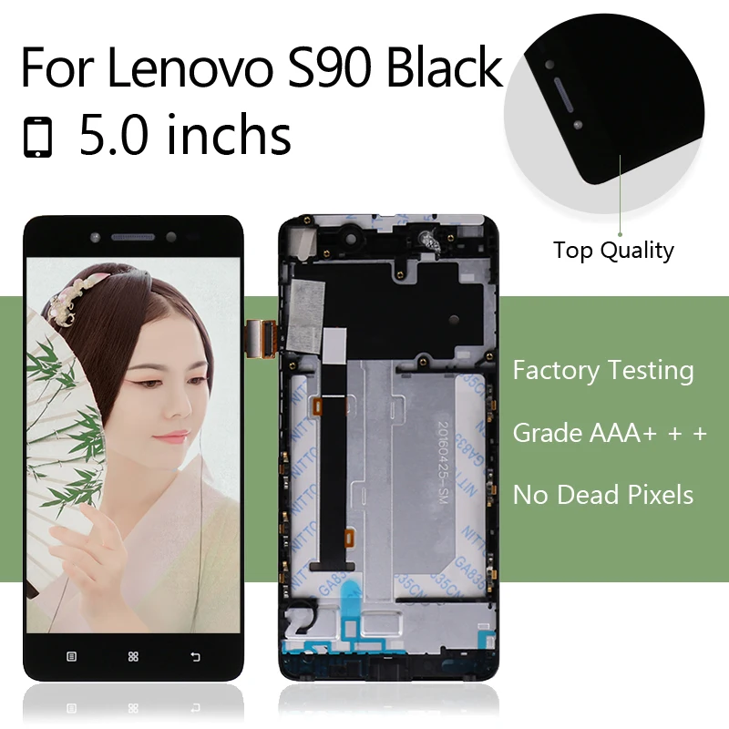 Для Lenovo S90 ЖК дисплей с сенсорным экраном дигитайзер + рамка в сборе для Замена