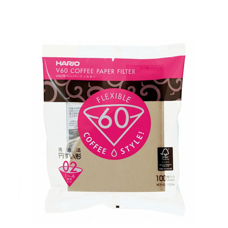 Feic Hario 02 100-count Coffee фильтры из натуральной бумаги без отбеливания для 4 чашек