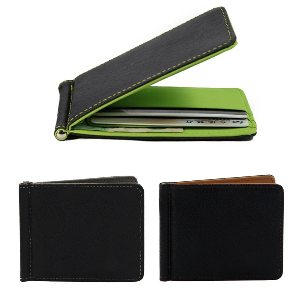 Two-fold contrast color creative clip New men's wallet Slim Solid Male Purses With Clip Cash Holder Card | Багаж и сумки