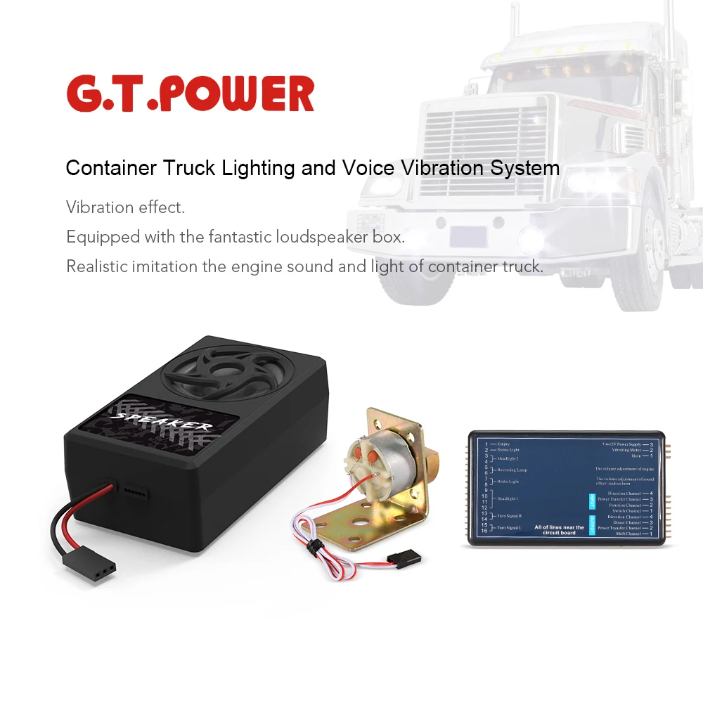 Оригинальный G.T.POWER контейнеровоз освещение и голосовые вибрации Системы для Tamiya