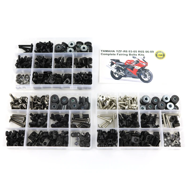 

Fit For Yamaha YZF-R6 R6 2003-2005 R6S 2006-2009 Motorcycle Complete Full Fairing Bolts Kit Clips Nuts Steel