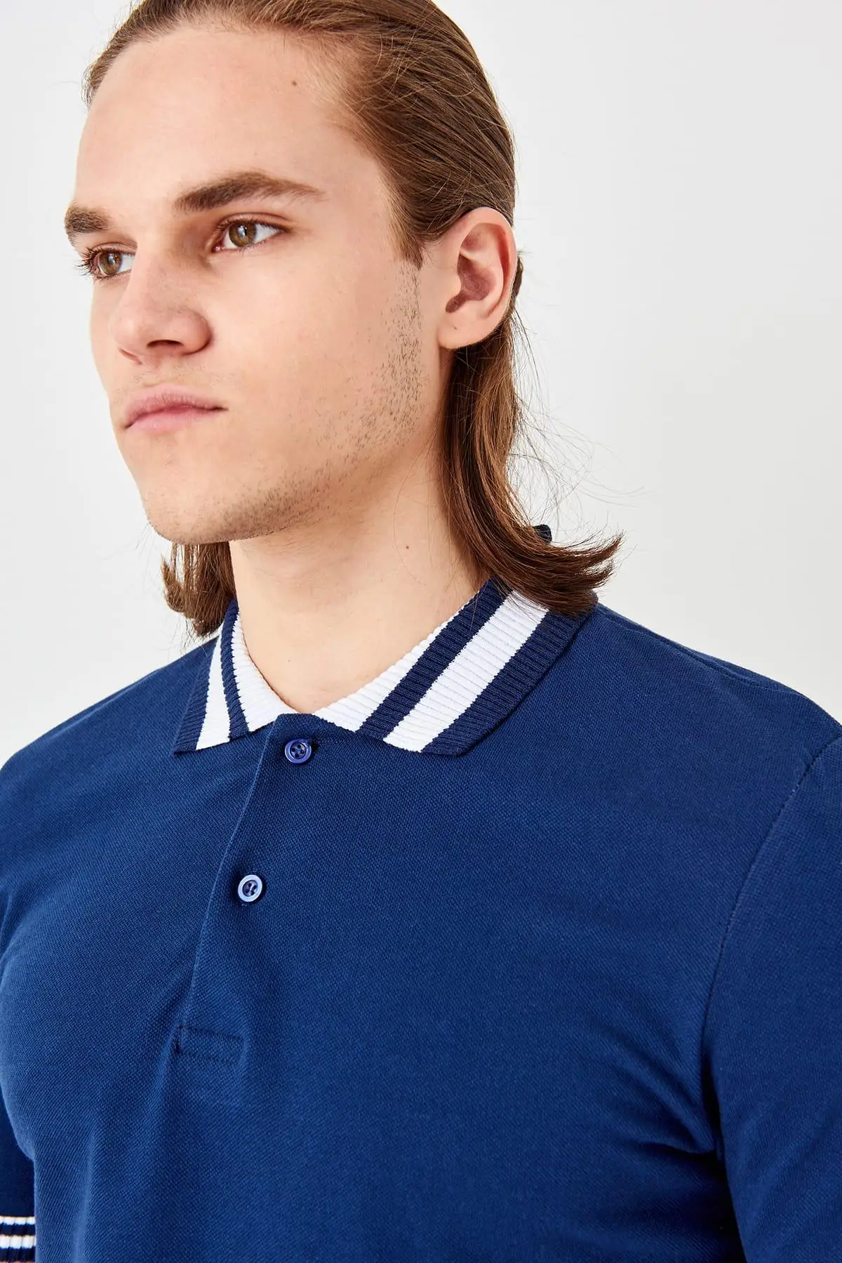 Trendyol Новый Saks мужской воротник Detaylı поло футболка TMNSS19QA0026 | Женская одежда