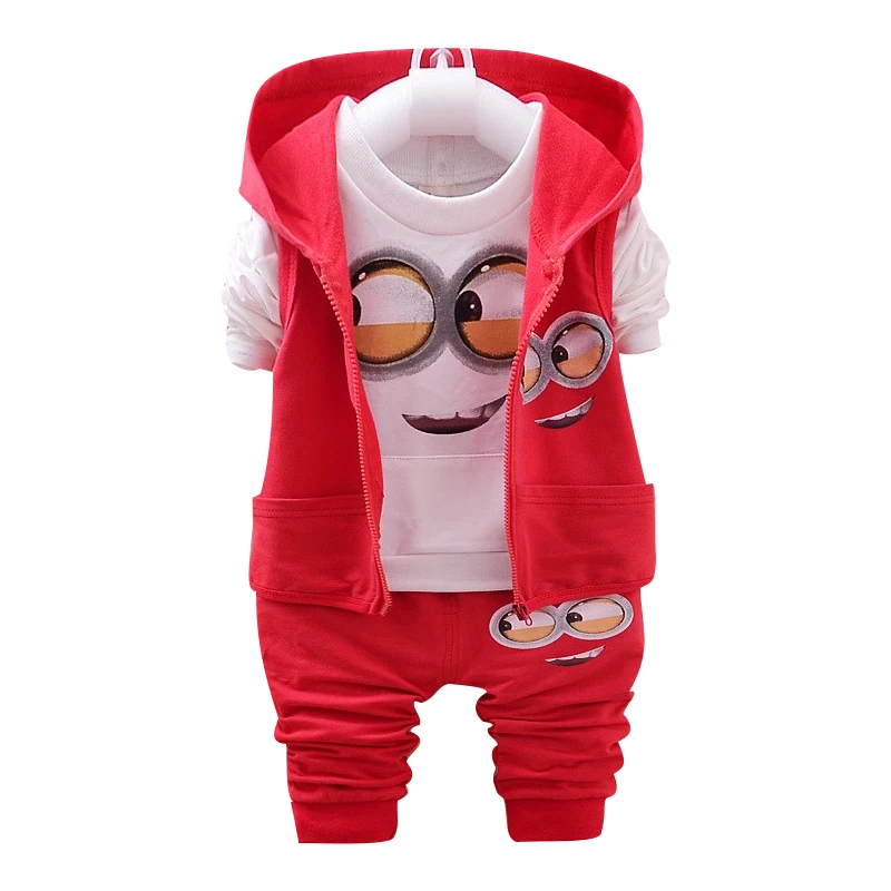 2018 Kids Clothes Minions Baby Boy/girl Clothing Set 3pcs Sport Suit Casual Children T-shirt + Pants+vest Boys Costume Child | Детская