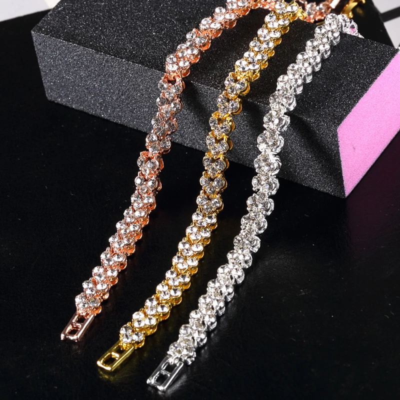 Новинка 2018 модные блестящие Браслеты Стразы с кристаллами и фианитами для женщин