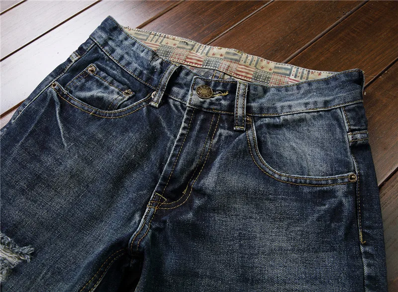 

2019 Spring Summer New Men's Elastic Cotton Stretch Jeans Pants Men's Brand Fashion Loose Fit Ripped Hole Denim Trousers