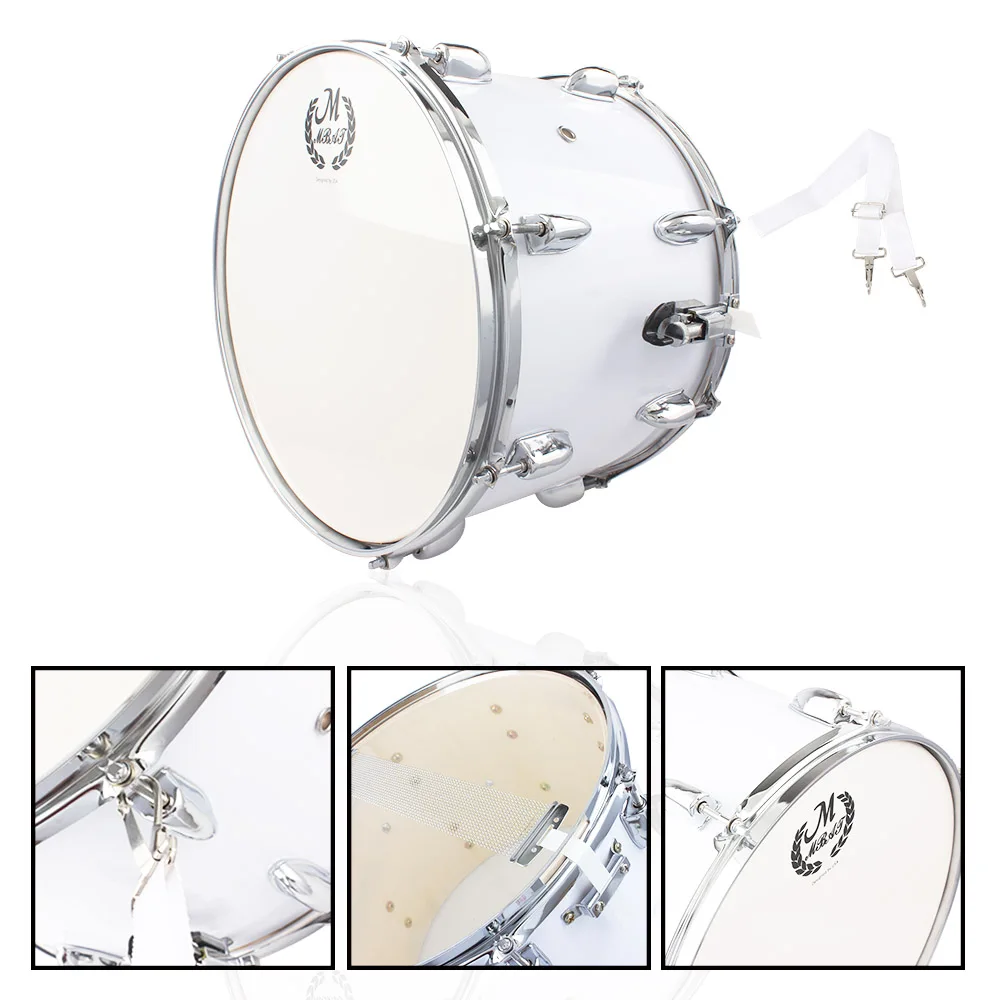 Professional 14in Marching Drum Stainless Steel Maple Wood Body PVC Drumhead with Sticks Shoulder Strap Key for Student Drummer | Спорт и