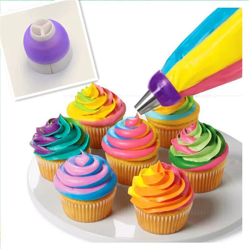 3 Colors Cake Decorating Tools Dessert Decorators Icing Piping Cream Pastry Bag Nozzle Converter Bakeware New | Дом и сад