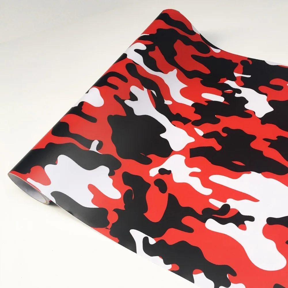 Красный черный белый камуфляж виниловый стикер для автомобиля пленка фольга
