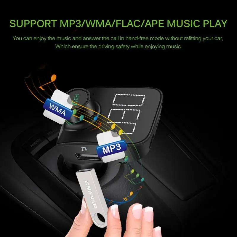 Автомобильный беспроводной Bluetooth FM трансмиттер с ЖК дисплеем|Автомобильный