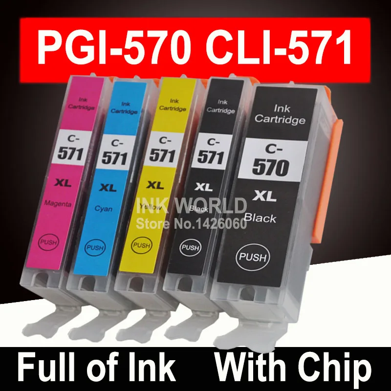 Чернильные картриджи для принтера Canon MG5750 MG5751 MG5752 MG5753 Pixma PGI570 5 цветов|Чернильные