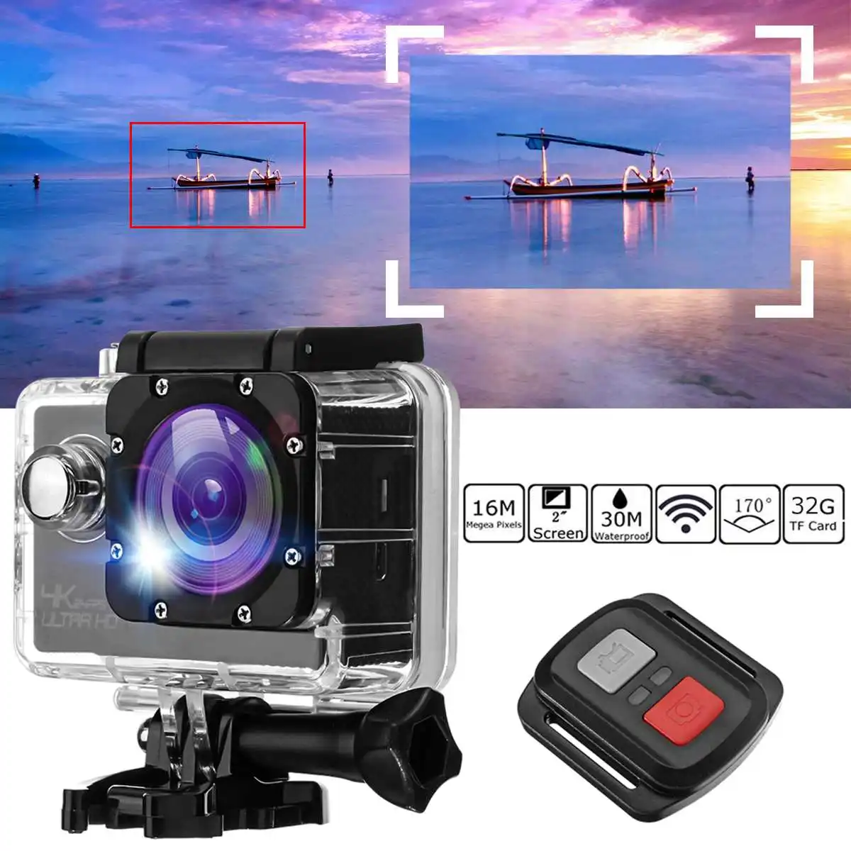 Wifi Экшн камера Ultra 4K Full HD 1080P подводная водонепроницаемая шлем Камера спортивная