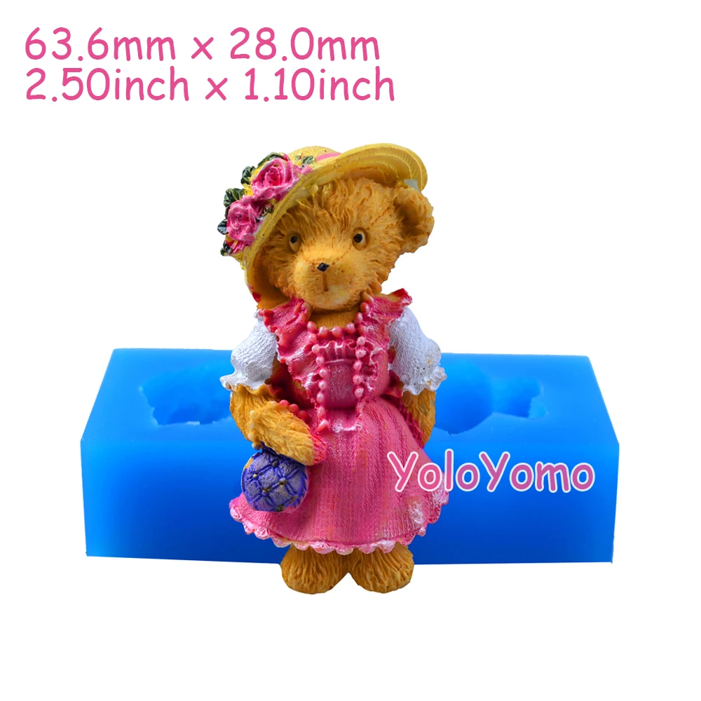 D529YL 63 6 мм 3D леди силиконовая форма Медведь для в виде животных украшения торта