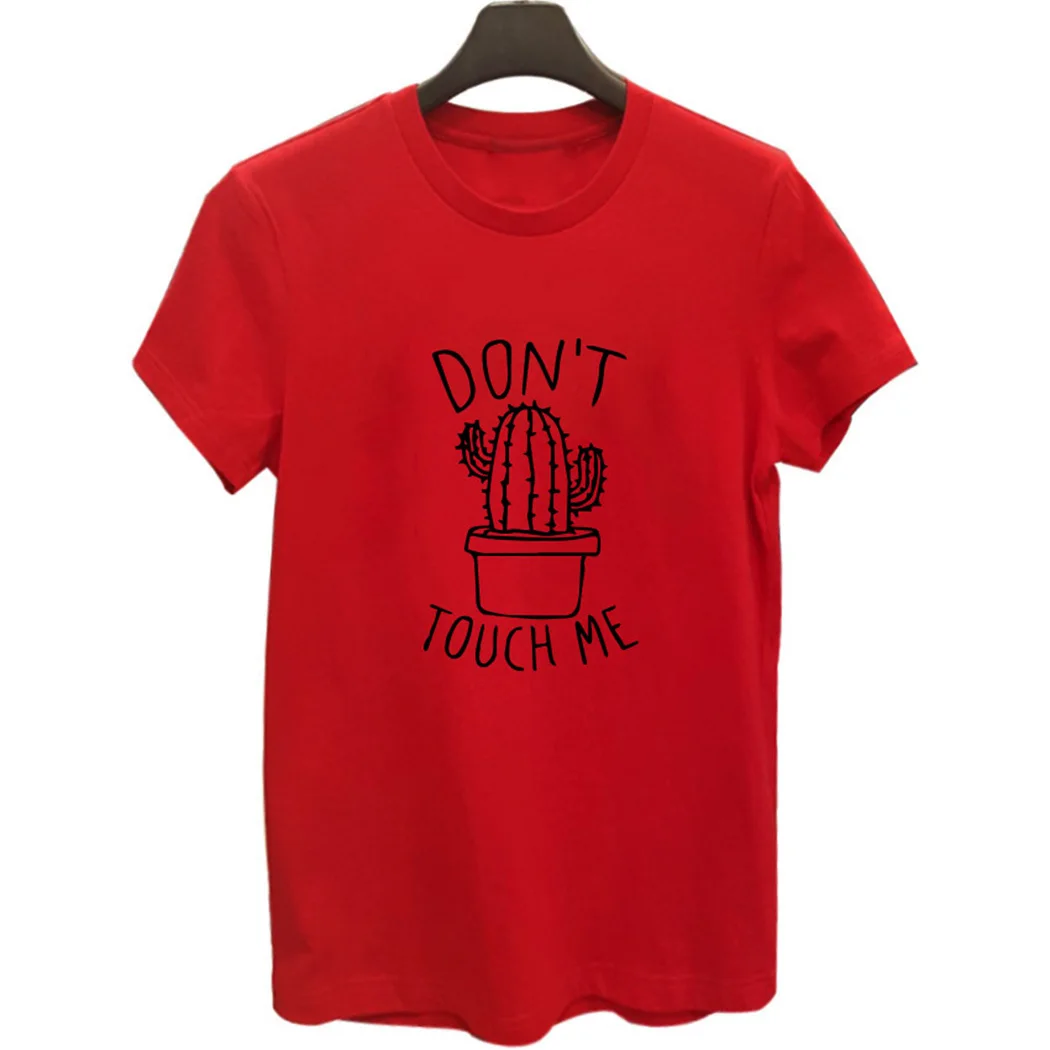 Harajuku футболка С КАКТУСОМ модная с надписью Don't Touch Me Женская Повседневная