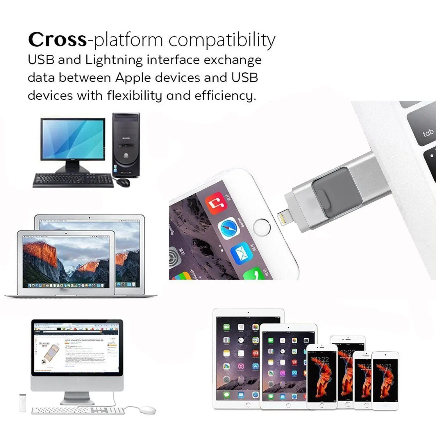OTG USB Flash Drive For Apple iPhone iPad iPod Mobile Disk Business Stick Pen Drive(Silver) | Компьютеры и офис
