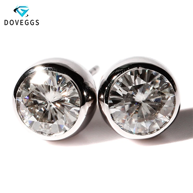 Серьги DovEggs 14K 585 из белого золота 2CTW 6 5 мм 1CT каждого цвета цвет F бриллиантовые