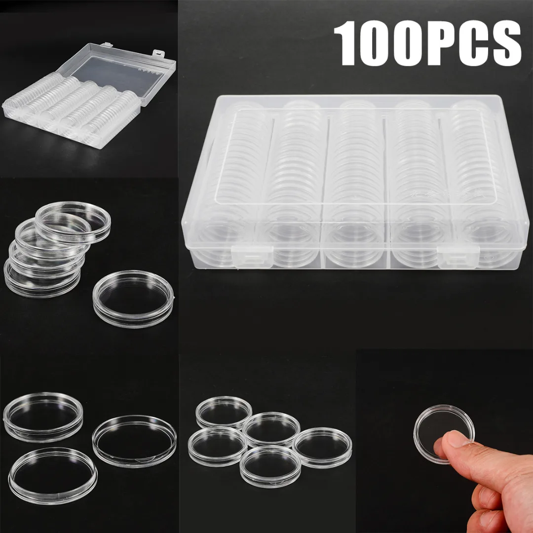 

Чехол для хранения монет, Прозрачная Круглая Коробка для хранения, 27 мм/30 мм, 100 шт.