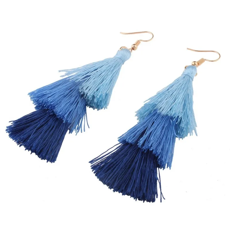 Boho Dangle Earrings 85mm Bohemian Tassel Drop with Alloy Hook for Party | Украшения и аксессуары