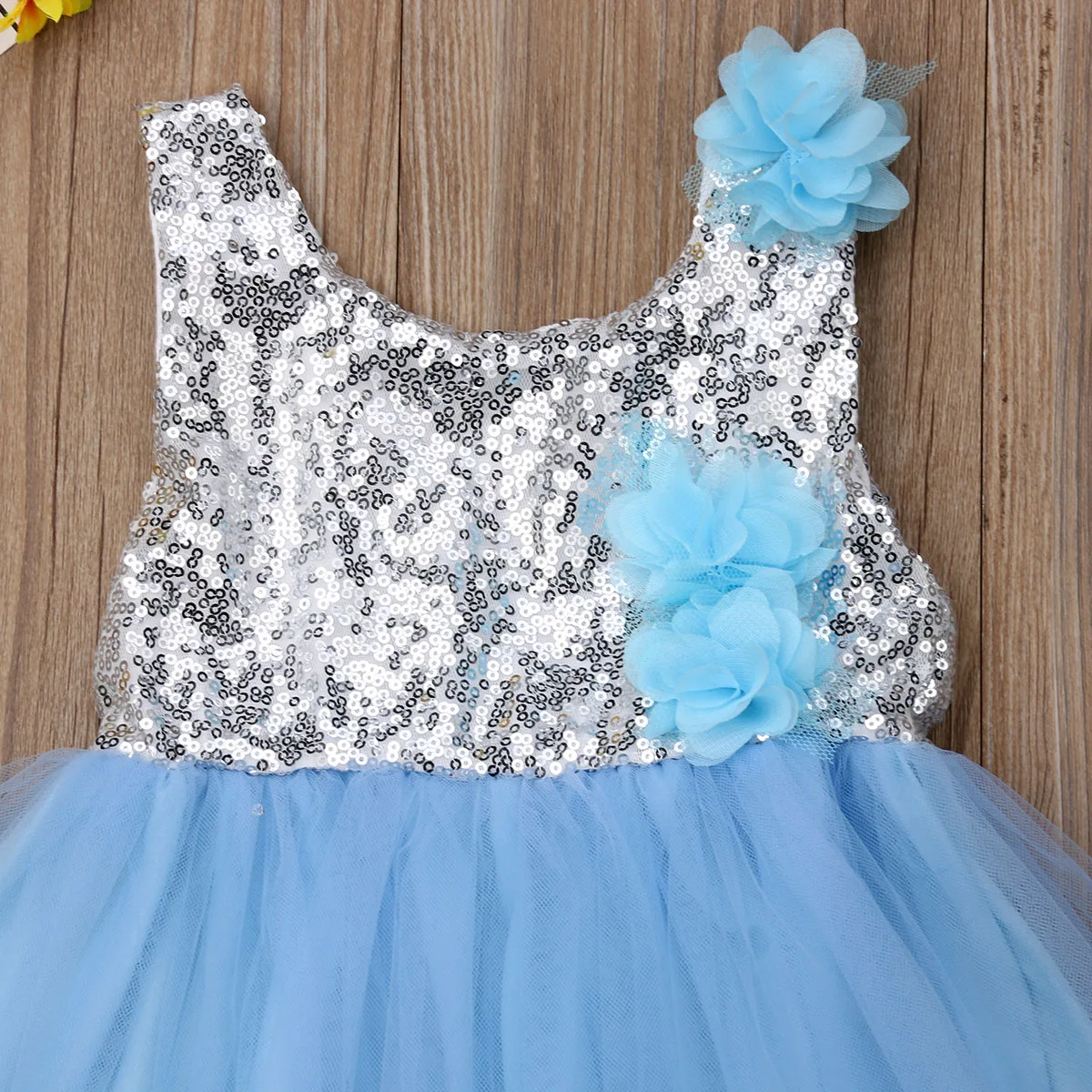 Pudcoco Girl Dress 3Y-7Y Girls Princess Gown Sequined Lace Patchwork Flowers Sleeveless | Детская одежда и обувь