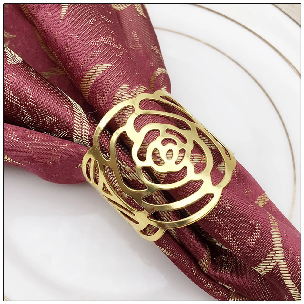 12pcs/Set Metal Rose Napkin Buckle Opening Rings For Wedding Birthday Party West Dinner Table Decoration | Дом и сад