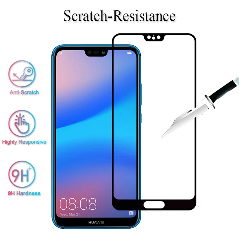 Закаленное 3d-стекло с полным покрытием для Huawei P20 Lite Защитная пленка экрана на Hawei