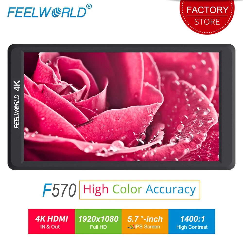 Монитор для камеры FEELWORLD F570 5 7 дюйма 4K HDMI 1400:1 контрастный ЖК экран IPS Full HD 1920x1080
