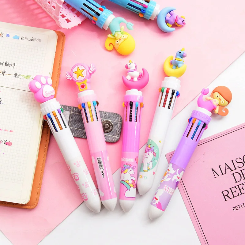Розовая Звезда многофункциональная 6 в 1 красочная Шариковая ручка Kawaii Единорог