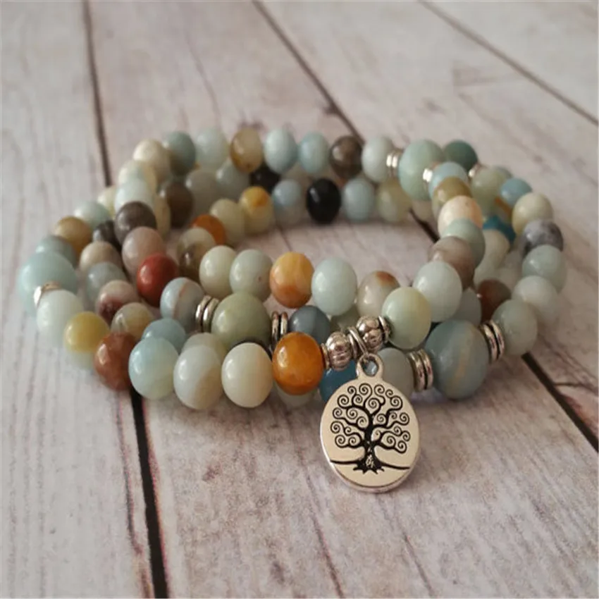 6 мм 108 натуральный амазониевый mala браслет malanew chainmala цепочка malaWristband malachain Healing chain0