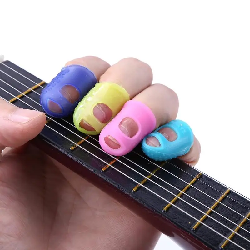 4 шт. силиконовая гитара палец пальца выбирает протектор Plectrum Fingertip наперсток