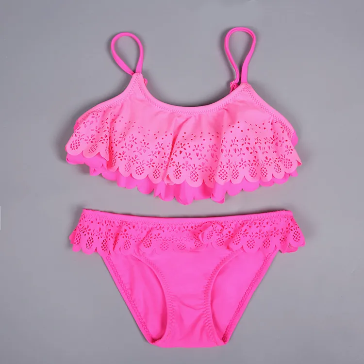 Детский раздельный купальник для девочек комплект бикини с оборками и купальный