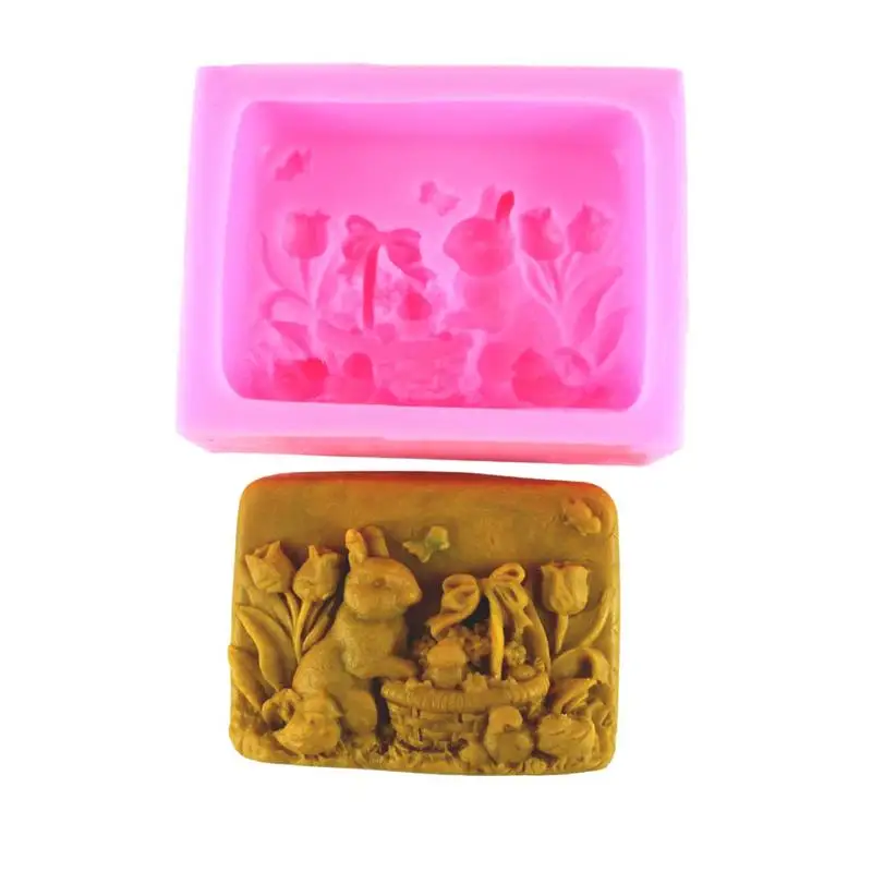 Пасха 3D кроликов Торт Животных Форма Силиконовая Fondant Mold Кухня печенья мыло с