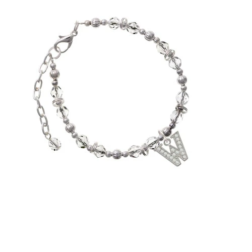 Браслет Silvertone Crystal Initial W из прозрачных бусин| |