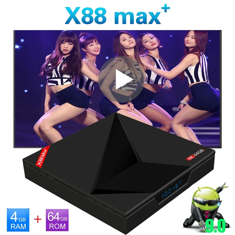 ТВ приставка Android 9 0 4 Гб ОЗУ 64 ПЗУ X88 Max Plus Rk3328 четырехъядерный Type C 2 ГГц/5 ГГц двойной Wifi Bt4.0 4K смарт
