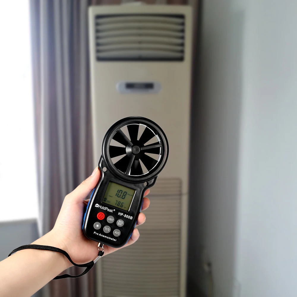 

HoldPeak HP-866B Mini LCD Digital Anemometer Wind Speed Air Velocity Temperature Measuring with Backlight