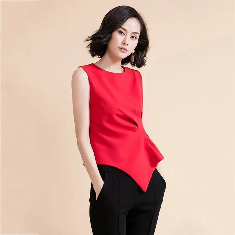 CHICEVER весенний шифоновый нестандартный женский жилет с круглым вырезом без