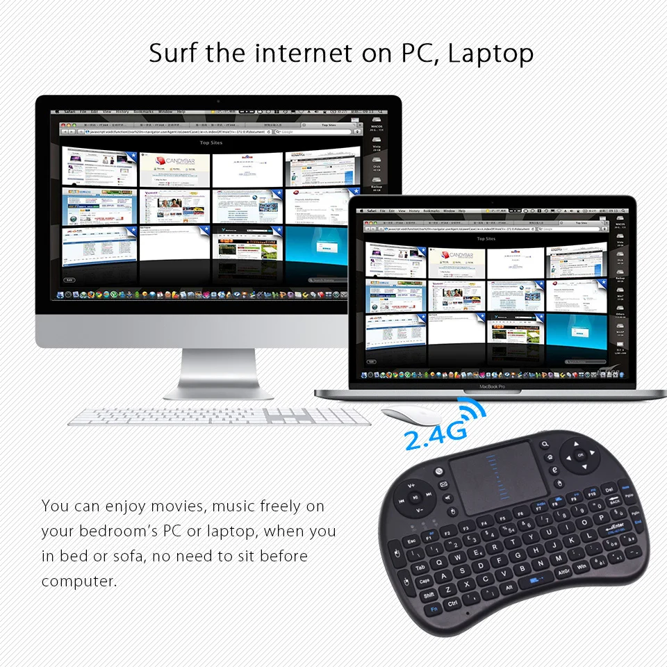Беспроводная мини клавиатура Air Mouse iPazzPort 2 4 ГГц с сенсорной панелью для ТВ