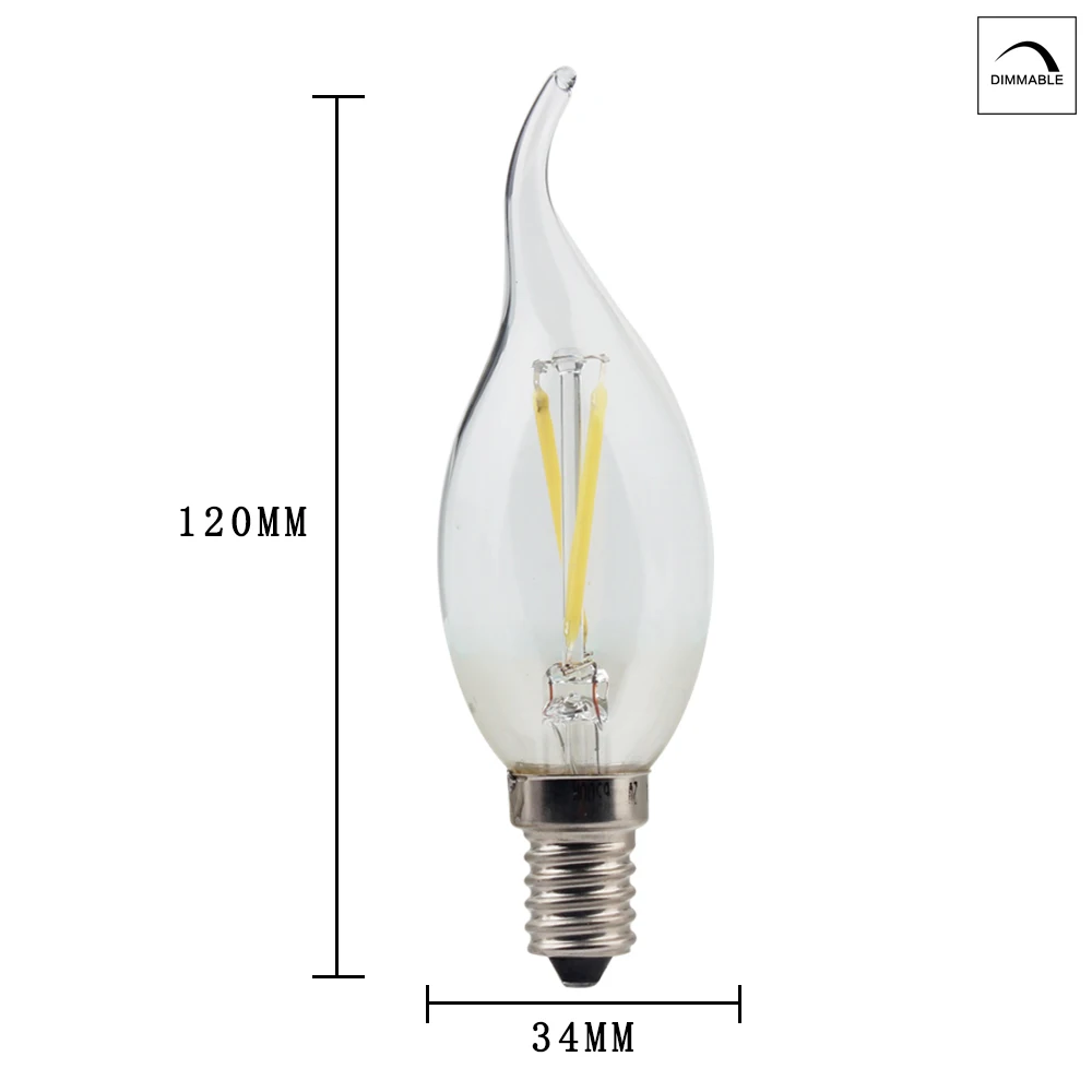 E14 2W AC 220V COB поддельный вольфрамовый светильник свеча Хрустальный Светильник