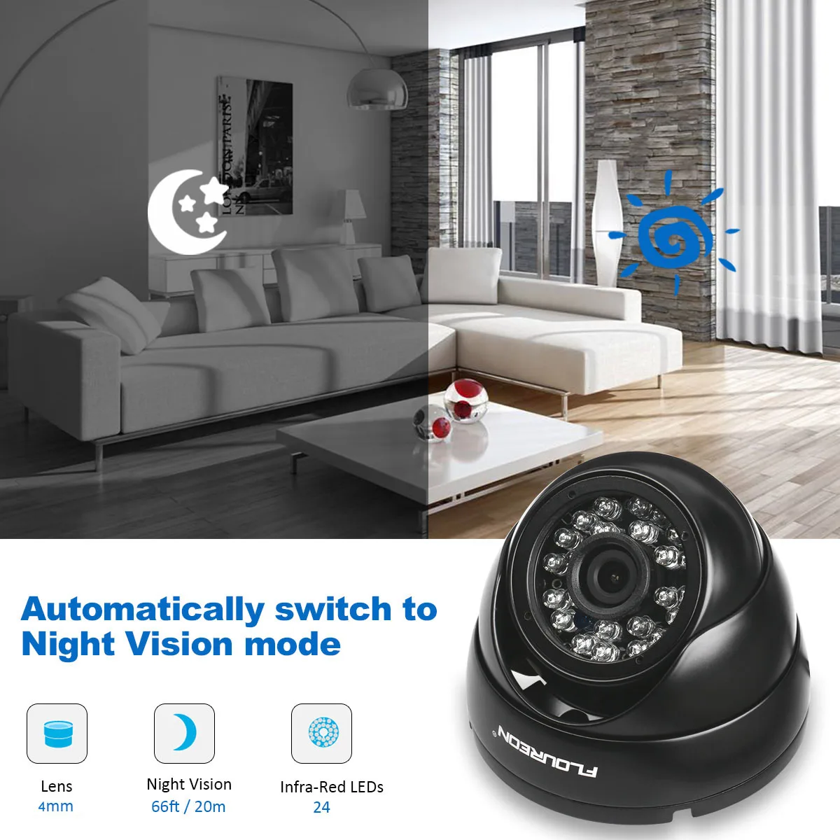 FLOUREON 1080P камера 2.0MP 3000TVL CCTV AHD аналоговая PAL Водонепроницаемая видеонаблюдения